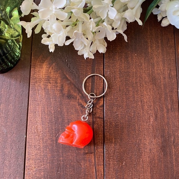 Handmade Resin Blood Orange Skull 3” Keychain Gothic Backpack Bag Charm NEW - Picture 4 of 7
